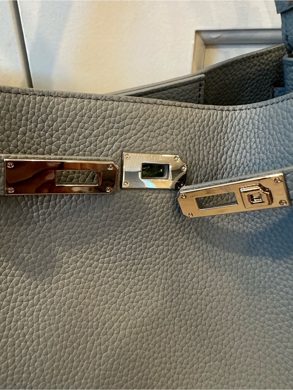NEW Parker & Hyde steel grey Pebbled Leather Designer inspired Satchel/handbag - Picture 7 of 16